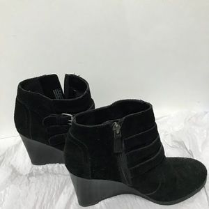 Black wedge booties